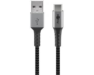 Kabelis Goobay USB-C cable Male 4 pin USB Type A Male Black/silver 24 pin USB-C 1 m
