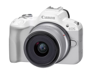 Fotoaparatas Canon EOS R50 WH + RF-S 18-45mm F4.5-6.3 IS STM (SIP) Megapixel 24.2 MP, Image stabilizer, ISO 32000, Display diagonal 2.95", Wi-Fi, Vide