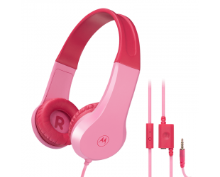 Ausinės Motorola Kids Wired Headphones Moto JR200 Built-in microphone, Over-Ear, 3.5 mm plug, Pink
