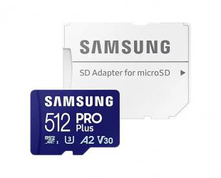 Atminties kortelė Samsung PRO Plus microSD Card with Adapter 512GB, MicroSDXC, Flash memory class U3, V30, A2