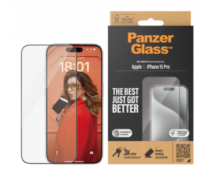 Apsauginis stiklas PanzerGlass Apple iPhone 15 Pro Grūdintas stiklas Juoda Skaidri