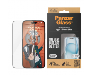 Apsauginis stiklas PanzerGlass Apple iPhone 15 Plus Grūdintas stiklas Juoda Skaidri