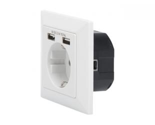 Safety socket skirta flush mounting with 2 USB ports | DA-70613