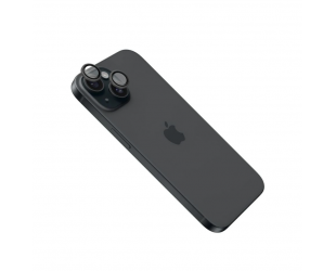 Apsauginis lęšis FIXED Apple iPhone 16 16 Plus Grūdintas stiklas aliuminio rėmas Skaidrus Juodas