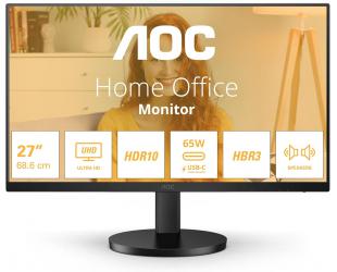 Monitorius AOC U27B3M, 27 in, VA, 4K UHD (2160p) 3840x2160 at 60 Hz, 300 cd/m², HDMI, DisplayPort, aukštis, pakreipimas