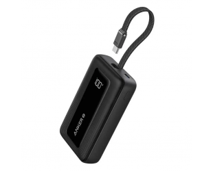 Išorinė baterija Anker Power bank su integruotu USB C kabeliu 10000 mAh Juoda