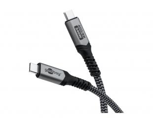 Kabelis Goobay USB-C™ su tekstilės apvalkalu 1 m Juoda Pilka