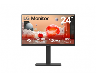 Monitorius LG 24BA750-B, IPS, Full HD, 100 Hz, HDMI, DisplayPort, USB-C, aukščio reguliavimas, pasukimas, garsiakalbiai, Ethernet.