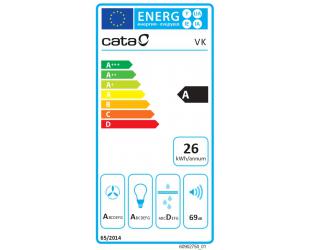 Gartraukis CATA VK 6000, montuojamas ant sienos, energijos efektyvumo klasė A, plotis 60 cm, 398 m³/h, mygtukai, CSLED, balta.