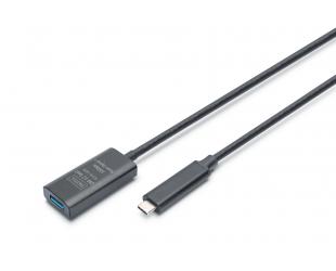 USB prailginimo laidas Digitus 9 pin USB Type A Female 24 pin USB-C Male Juodas 5 m