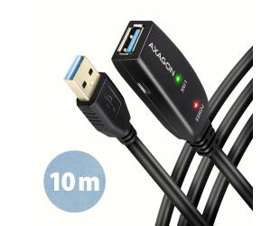 Kabelis AXAGON USB repeater 10 m juodas