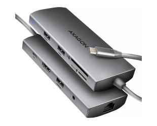 Daugiaportis USB-C šakotuvas AXAGON Audio USB-A 2 lizdai HDMI DisplayPort Ethernet PD