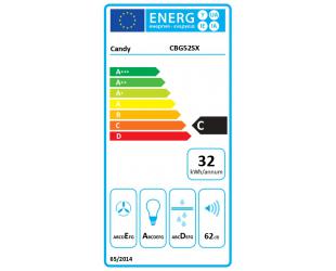 Gartraukis Candy CBG52SX, energijos efektyvumo klasė C, plotis 52 cm, 168 m³/h, mechaninis, LED, sidabrinis