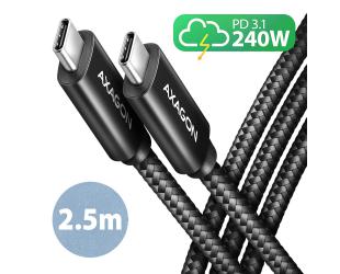 Kabelis AXAGON USB Type C Juodas 2.5 m