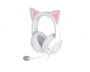 Ausinės Razer Kraken Kitty V2, laidinės, ant ausų, su mikrofonu, su triukšmo slopinimu, baltos
