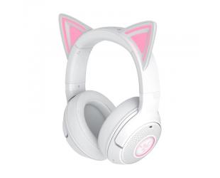 Ausinės Razer Kraken Kitty V2 BT, Bluetooth, virš ausų, mikrofonas, triukšmo slopinimas, belaidės, baltos