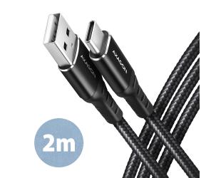Kabelis AXAGON, duomenų ir įkrovimo, USB Type-C į USB Type-A, juodas, 2 m