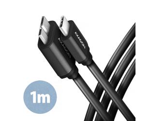 Kabelis AXAGON BUMM3-CM10AB, duomenų ir maitinimo, USB Type-C, USB Type Micro-B, juodas