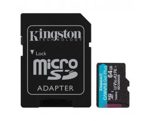 Atminties kortelė Kingston Canvas Go! 64GB microSDXC UHS-I Atminties kortelė Greičio klasė A2 / Vaizdo klasė V30 / UHS-I U3 / Klasė10