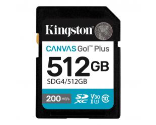Atminties kortelė Kingston Canvas Go! 512GB SDXC UHS-I Atminties kortelė Greičio klasė Vaizdo klasė V30 / UHS-I U3 / Klasė10