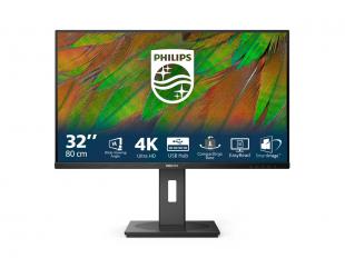 Monitorius Philips 32B1N3800, VA, 4K UHD (2160p) 3840x2160 60 Hz, 350 cd/m², 2xHDMI, DisplayPort, aukščio reguliavimas, pasukimas, pasvirimas, garsiakalbiai.