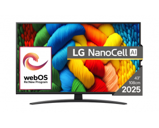 Televizorius LG 43NANO81A3A, 43", 108 cm, 4K UHD (2160p), webOS.