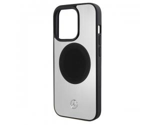 Dėklas Mercedes MEHMP15L23ACMS iPhone 15 Pro 6.1", odinis ir aliuminis, sidabrinis