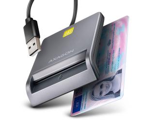 Kortelių skaitytuvas AXAGON CRE-SM3T, kompaktiškas stalinio tipo USB kontaktinis Smart/ID kortelių skaitytuvas su ilgu USB-A kabeliu, USB 2.0/USB 1.1
