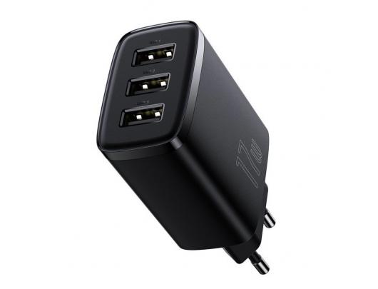 Sieninis USB įkroviklis BASEUS 17W 3xUSB 3.4A, juodas, CCXJ020101