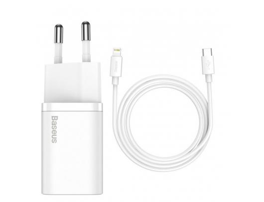 Sieninis USB įkroviklis BASEUS Super Si 20W USB-C, baltas, TZCCSUP-B02
