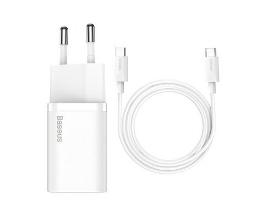 Sieninis USB įkroviklis BASEUS Super Si 25W USB-C, baltas, TZCCSUP-L02