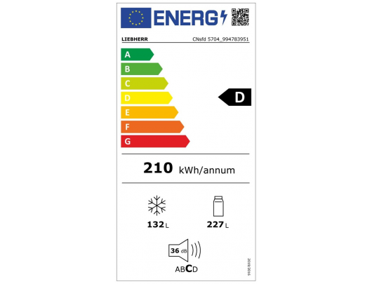 Šaldytuvas-šaldiklis LIEBHERR CNsfd 5704 Pure NoFrost 201,5cm