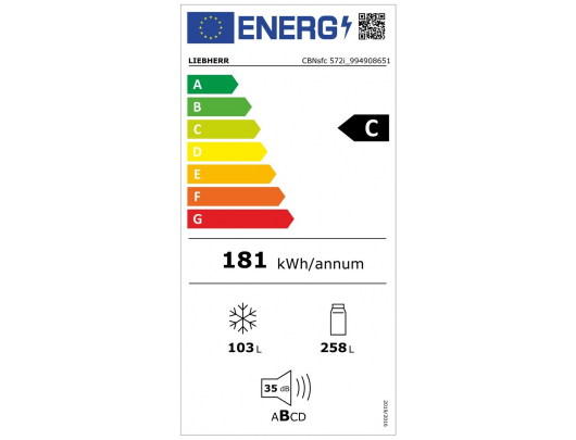 Šaldytuvas-šaldiklis LIEBHERR CBNsfc 572i Plus BioFresh NoFrost, 201cm