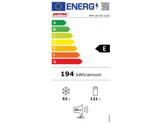Šaldytuvas MPM MPM-182-KB-33/AA, 50 cm pločio