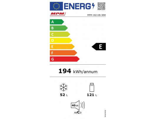 Šaldytuvas MPM MPM-182-KB-38W, 50 cm pločio