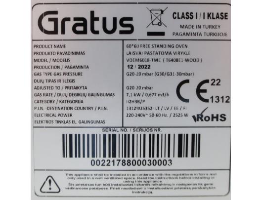 Dujinė viryklė GRATUS VDEM6018-TME WOK 60cm