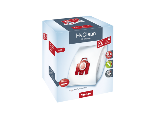 MIELE 12498190 XL HyClean FJM  Dulkių maišeliai 8vnt + 1vnt  HEPA AirClean filtras