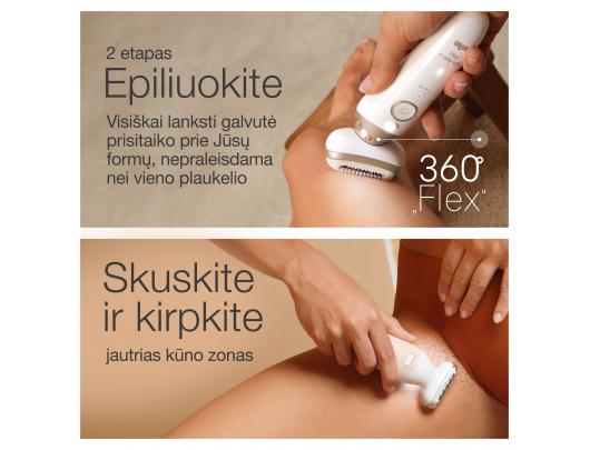 Epiliatorius BRAUN SES9-481 3D Flex Silk epil 9 + BS1000 kūno plaukų kirptuvas
