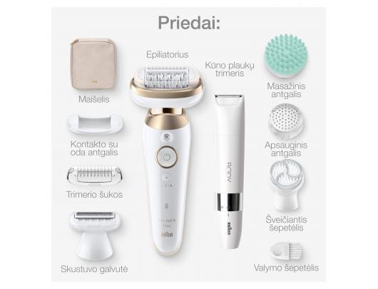 Epiliatorius BRAUN SES9-481 3D Flex Silk epil 9 + BS1000 kūno plaukų kirptuvas