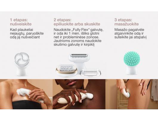 Epiliatorius BRAUN SES9-481 3D Flex Silk epil 9 + BS1000 kūno plaukų kirptuvas