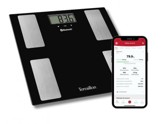 Svarstyklės TERRAILLON 15490 Smart Connect  Black, kūno analizatorius, KMI, Bluetooth, 180kg /100g.