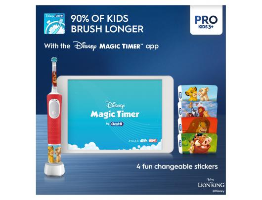 Dantų šepetėlis  ORAL-B D103.413.2KX Vitality PRO Kids 3+ Lion KIng +dėklas