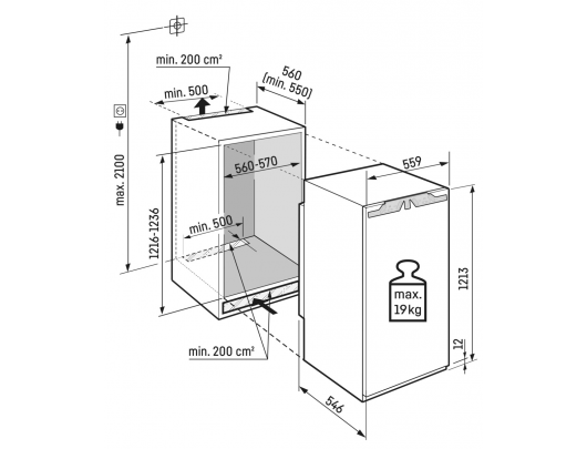 Įmontuojamas šaldytuvas LIEBHERR IRd 4121 Plus 122 cm