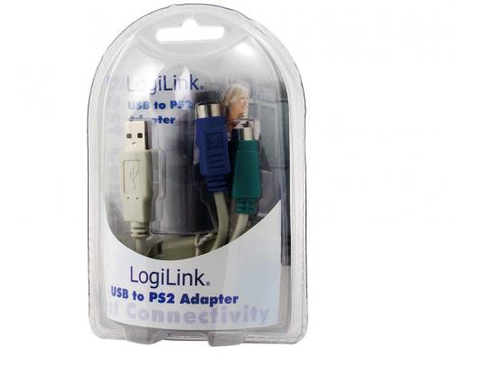 USB adapteris Logilink Adapter USB to PS/2 x2 : 2x Mini DIN 6-pin FM, USB M