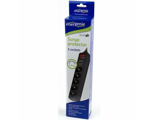 Apsaugos nuo viršįtampių įrenginys EnerGenie SPG5-C-5 1.5 m Juoda