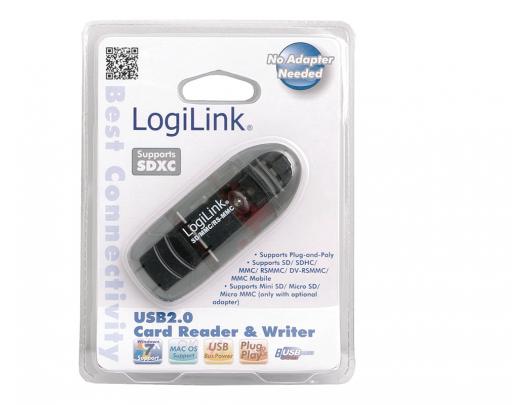 Kortelių skaitytuvas Logilink Cardreader USB 2.0 Stick external for MMC, RS-MMC, SD and SD HC