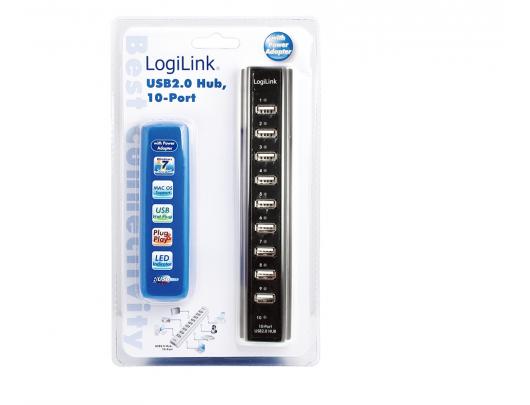 USB adapteris Logilink USB 2.0 Hub-10 port whit power adapter