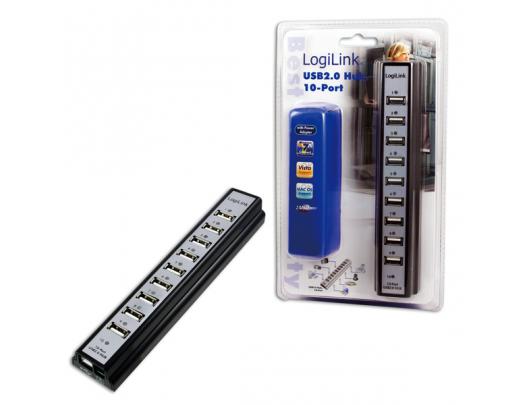 USB adapteris Logilink USB 2.0 Hub-10 port whit power adapter