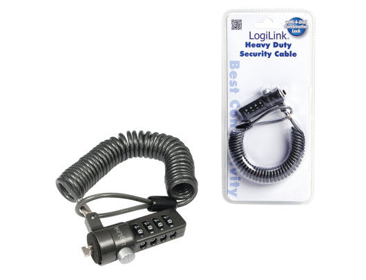 Kompiuterio užraktas Logilink NBS004, Notebook Coil Cable Lock, black Logilink