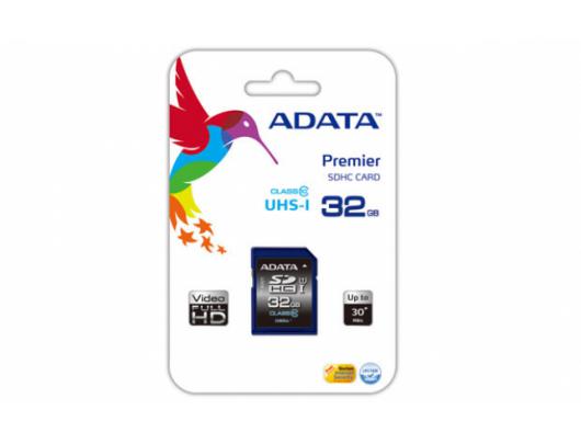 Atminties kortelė ADATA Premier Flash memory card 32GB SDHC UHS-I Memory Card Speed Class UHS Class 1 / Class10